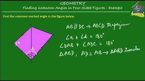Singapore Math, Grade 5 / Primary 5: Geometry - Finding unknown angles in four-sided figures - Eg 3