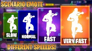 FORTNITE SCENARIO EMOTE AT DIFFERENT SPEEDS! (SLOW, NORMAL, FAST, VERY FAST...)