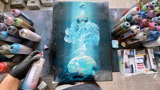 TREE OF LIGHT - SPRAY PAINTING ART - By Skech