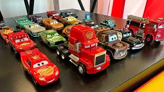 Disney Pixar Cars fall into water: Lightning McQueen, Chick Hicks, Dinoco, Jackson Storm, Sarge