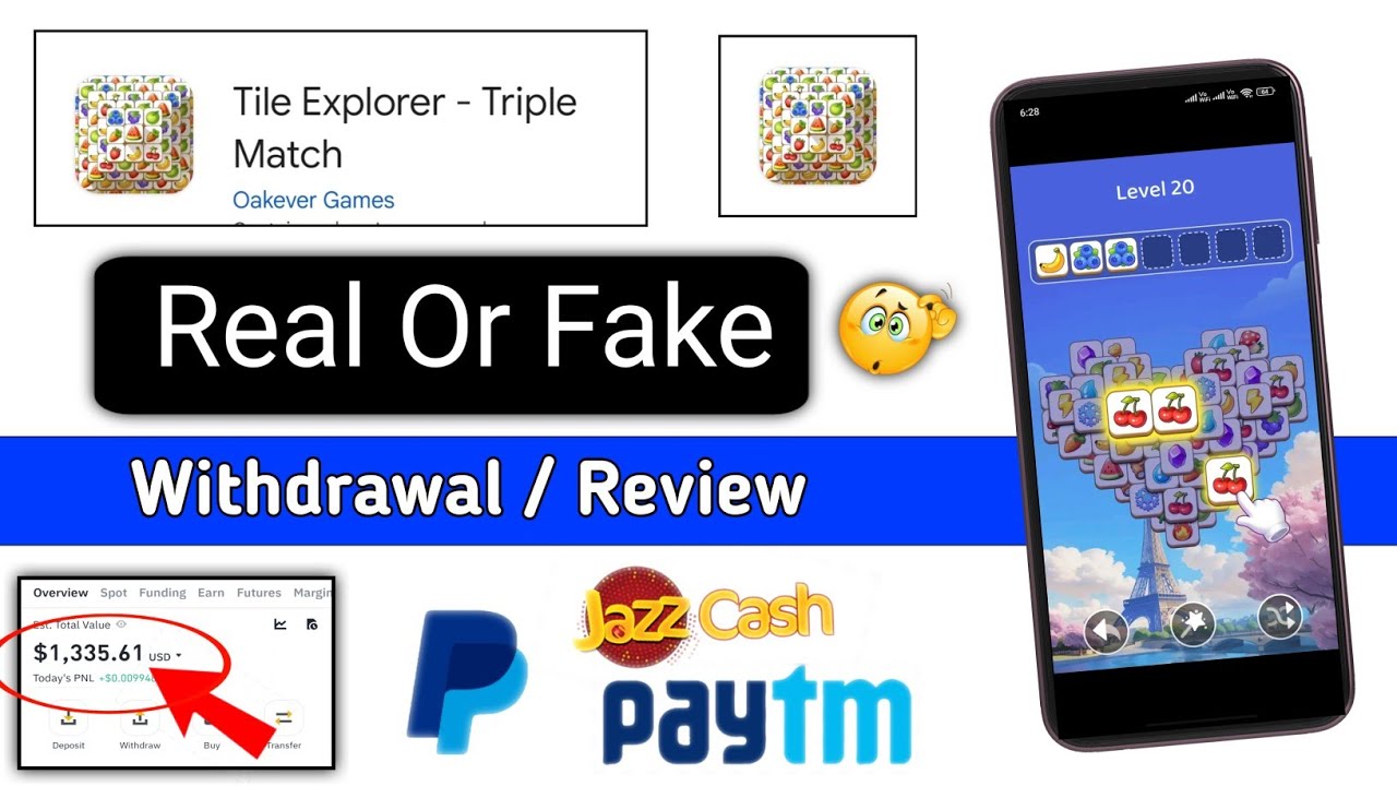 Tile Explorer Triple Match Game Withdrawal - Tile Explorer Triple Match Real Or Fake
