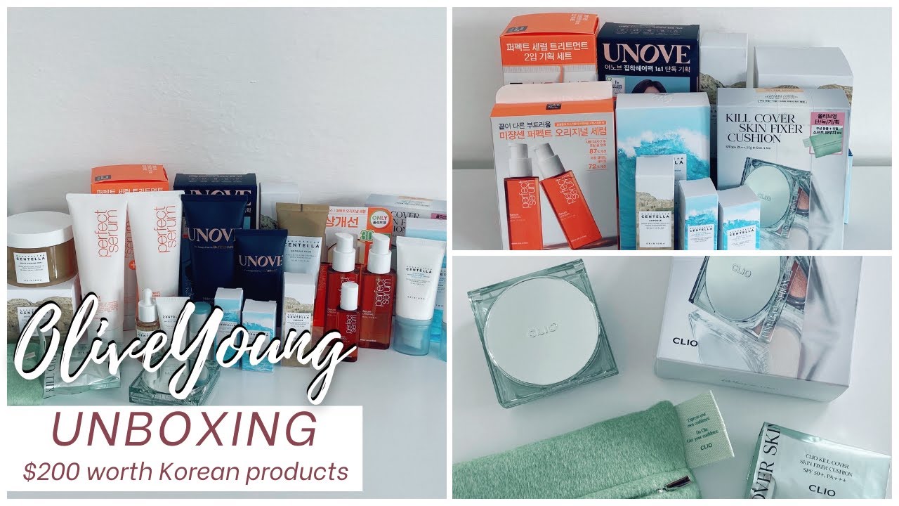OliveYoung unboxing- $200 makeup, hair care and skincare ♡