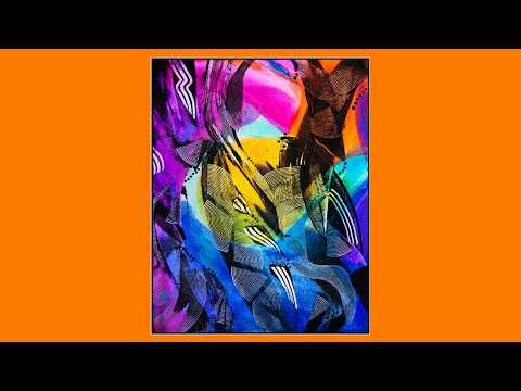#10,443 Mark Making Over Black, Over Rainbow Colors Fluid Acrylics Painting 9.10.26