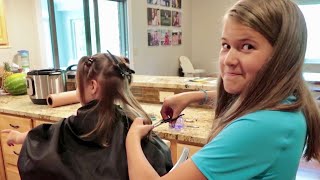 10 year old gives baby sister her 1st haircut!