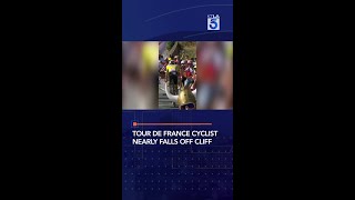 Tour de France cyclist nearly falls off cliff