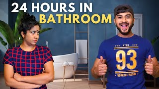 LIVING IN BATHROOM FOR 24 HOURS 😂🔥 | കിളി പോയി 🥴 | AMMU & ASWIN