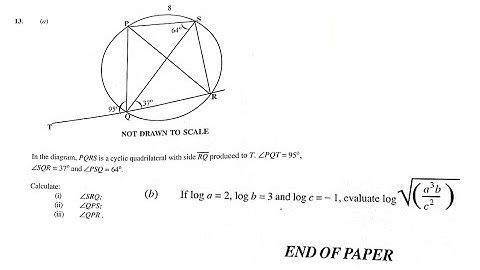 WASSCE 2025 February Core Mathematics Paper 2 Question 13 Circle Theorem and Logarithm