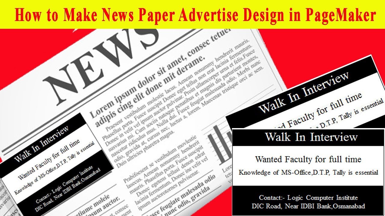 News Paper Advertise Design In Pagemaker YouTube News Paper Advertise Design In Pagemaker YouTube