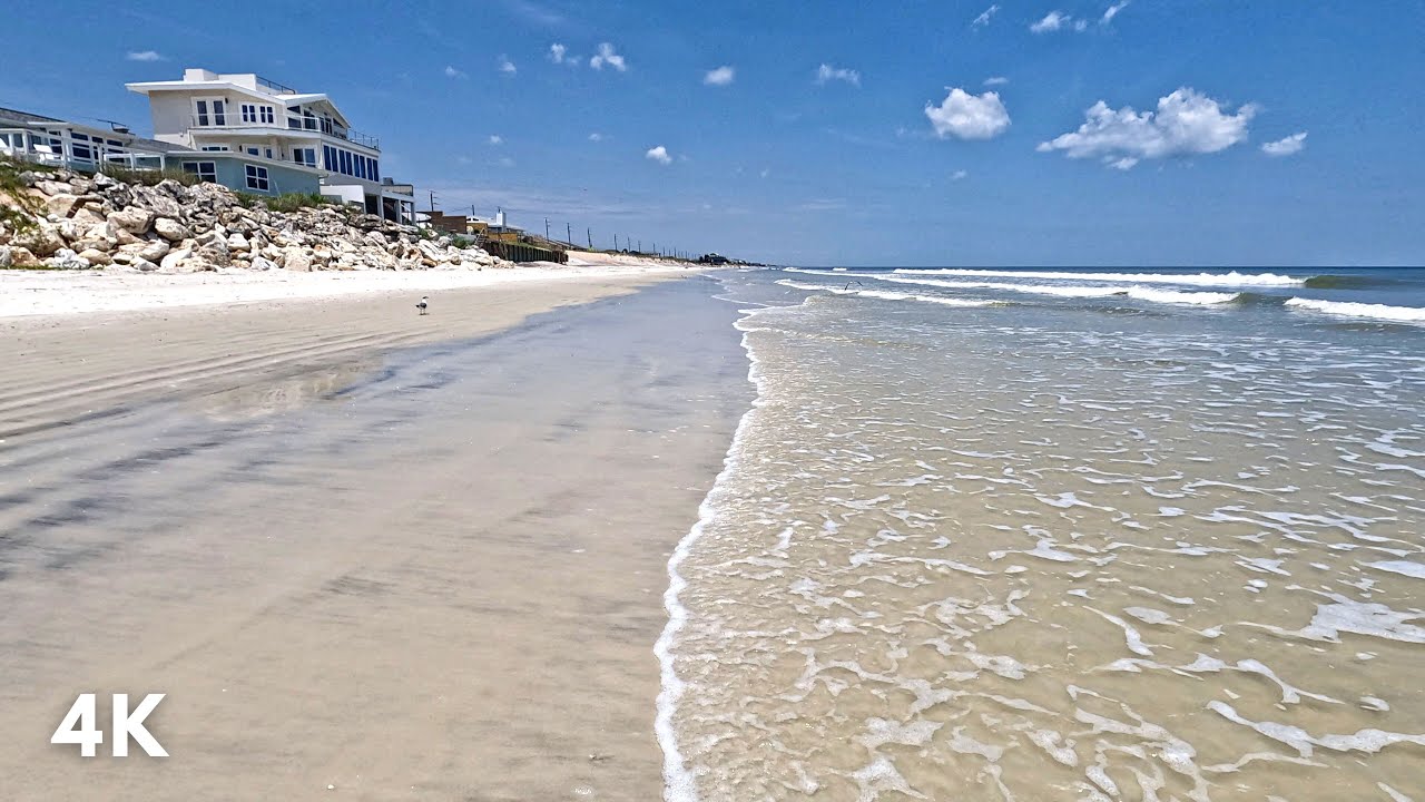 Walking Vilano Beach in St. Augustine FL, Relaxing Windy Ocean Sounds