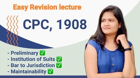 Civil Procedure Code - M1 Preliminary, Institution of Suits, Bar to Jurisdiction, Maintainability