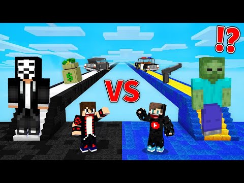 ماين كرافت سباق طريق الحظ ولكن طريق الهكر ضد طريق الزومبي