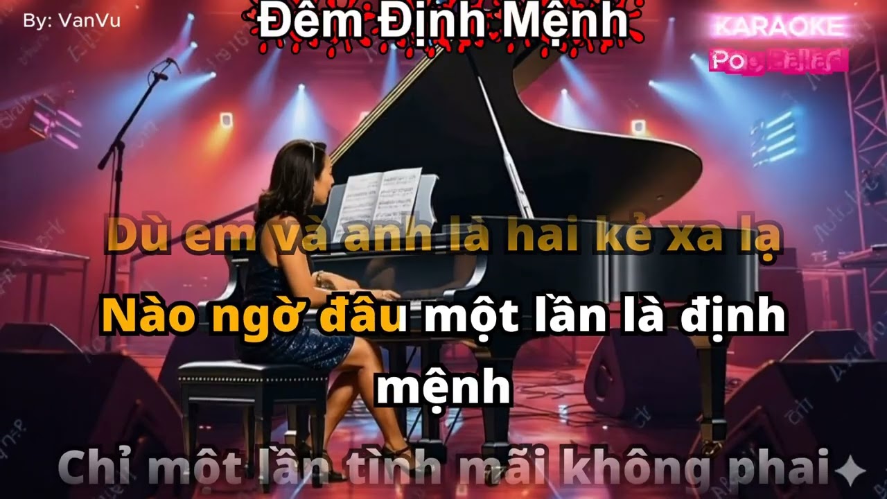ĐÊM ĐỊNH MỆNH KARAOKE SLOW ROCK Tone Nam (F#m)