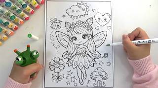Full Satisfying Coloring Time with Markers ! Magical Fairy Coloring Adventure!🧚‍♀️✨🌸 Update