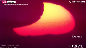 The partial solar eclipse at sunset/moonset. 30/04/2022(Real time&Time Lapse) (timeanddate) Arg.