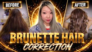 Brunette Hair Color Correction | From Uneven Color to Dimensional Brown