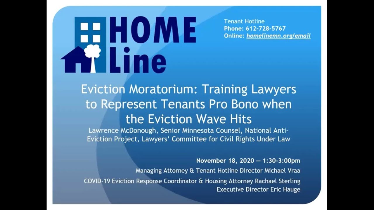 11/18/20 COVID19 webinar Training Lawyers to Represent Tenants Pro
