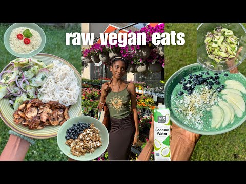 🥒RAW VEGAN🥑 what I eat in a day to feel ~amazing~ tahini kelp noodles, raw granola, chayote salad