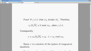 Lecture 9:   The proof of the Chinese Remainder Theorem