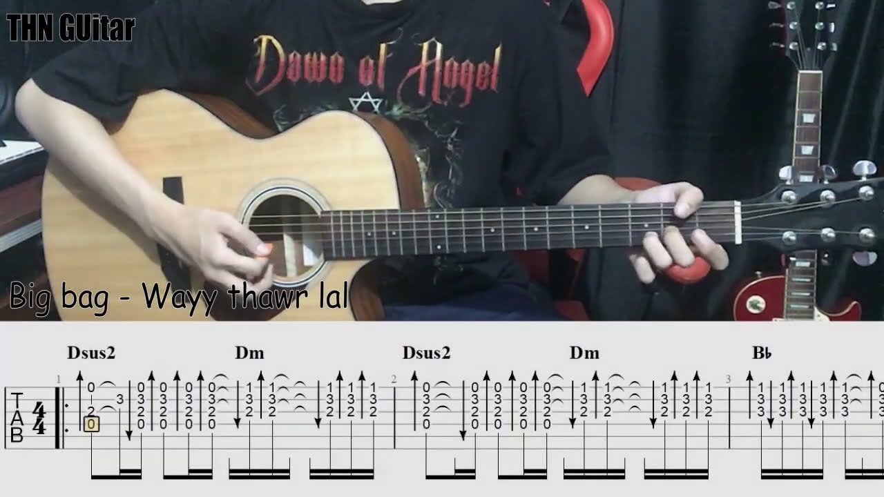 Big bag - ဝေးသွားလည်း Full guitar playthrough (intro+solo) with tab note