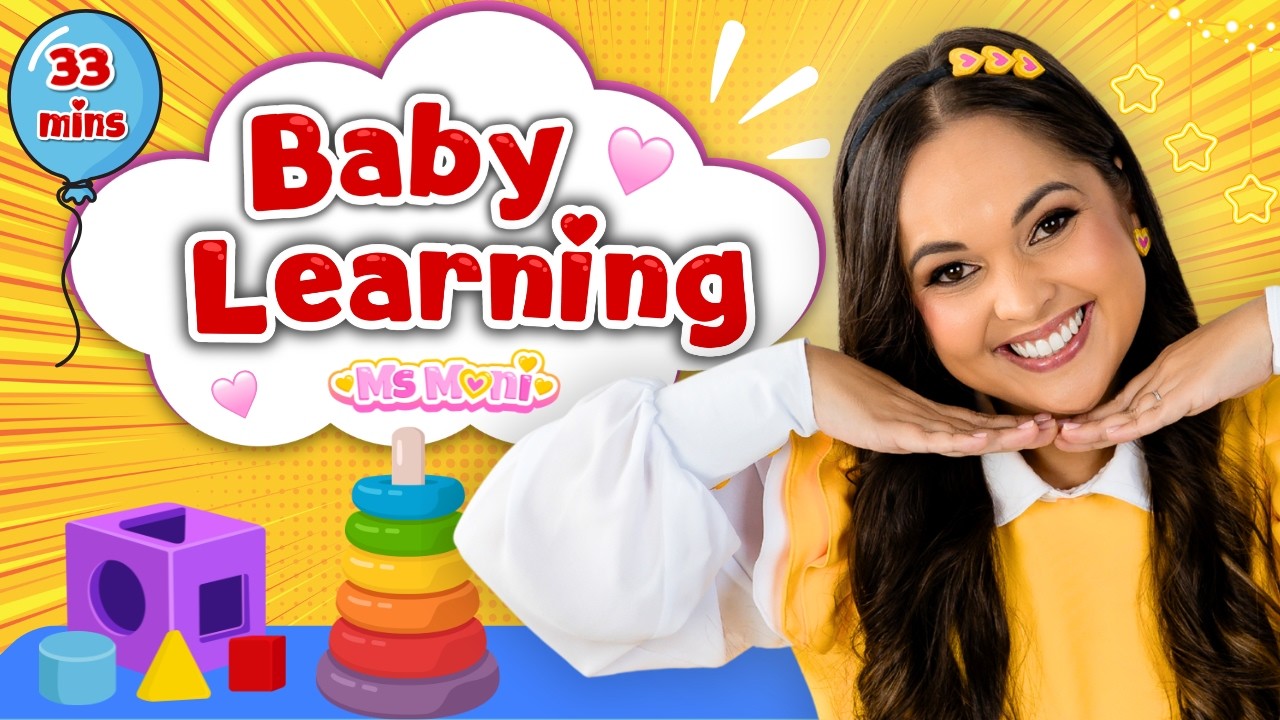 First Words for Babies | Animal Sounds, Shapes & Play | Ms Moni
