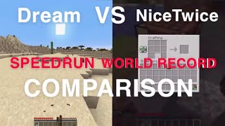 Dream VS NiceTwice Minecraft Speedrun World Record (Comparison)