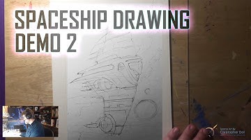 Spaceship Drawing Demo 2 - A Tall Spaceship in Pencil (Part 1)