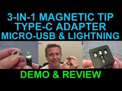 Magnetic Type-C to Micro USB & Lightning Adapter Fast Charging Data Sync by Garas Demo Review