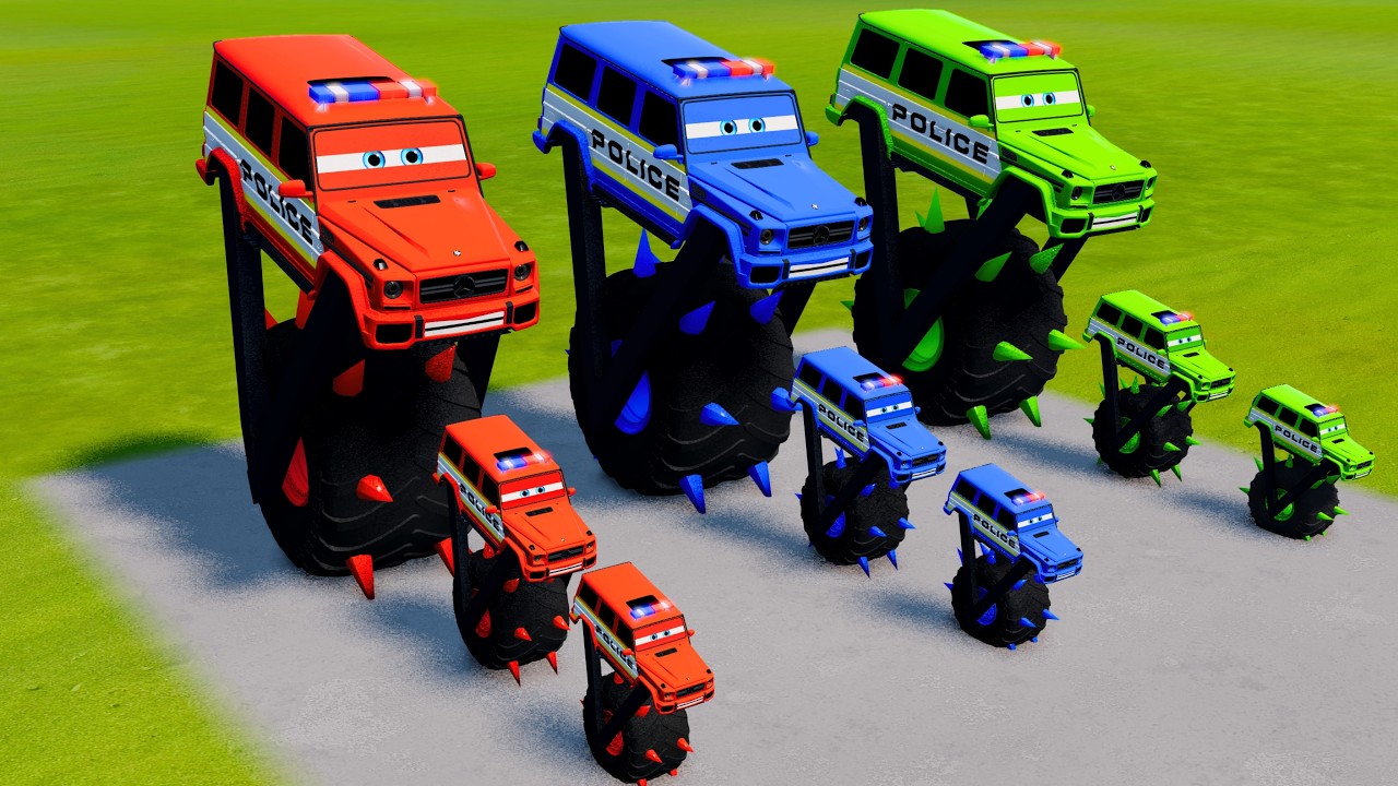 TRANSPORTING PIXAR CARS & FRUITS WITH COLORED & JOHN DEERE vs CLAAS vs TRACTORS - BeamNG.drive #983