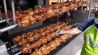 15년 동안 매일 오전 8시부터 하루 300마리 굽는!? 초대형 숯불구이 치킨/ Extra large charcoal grilled chicken - thai street food