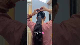 Easy tranding bun 💕 #hairstyle #hair #hairtransformation #hairtricks