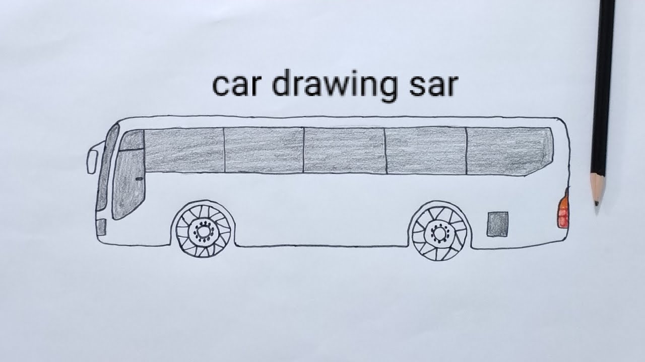 how to draw bus | pencil drawing videos | car drawing sar - YouTube