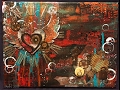 #LoveArt - Mixed Media Steampunk Hearts - Abstract Canvas