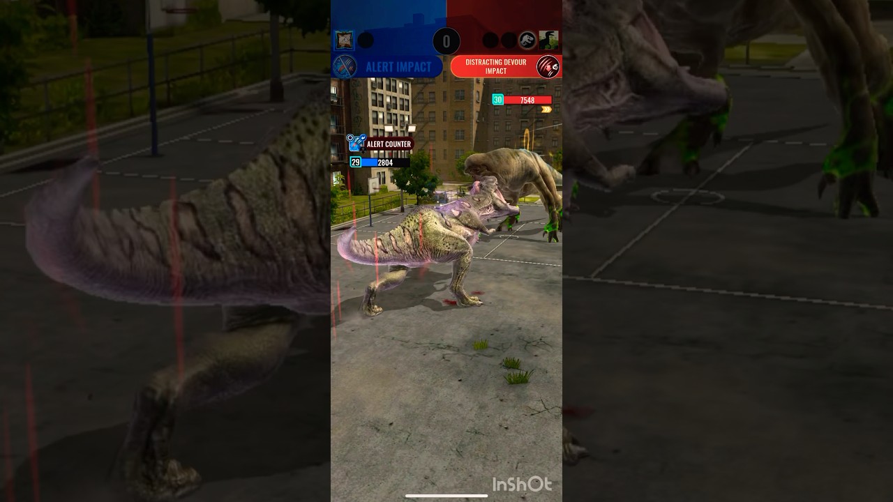 Fighting the D. Rex in Jurassic World: Alive! 
