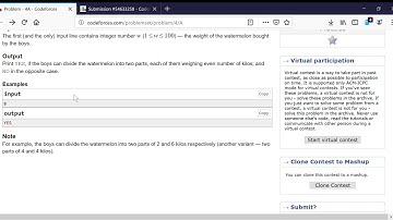 4A  Watermelon  Codeforces  Problem