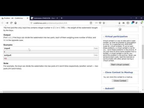 4A  Watermelon  Codeforces  Problem