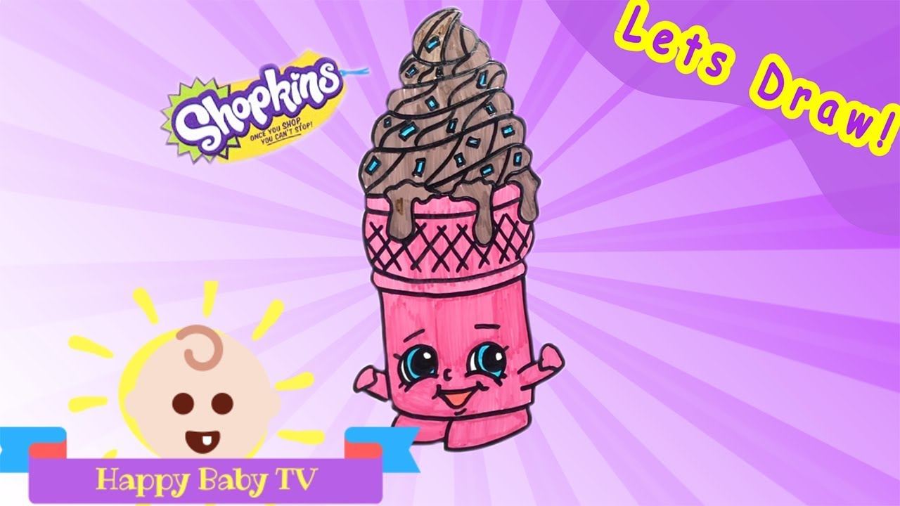 Shopkins Ice Cream Dream Drawing and Coloring for Kids - YouTube