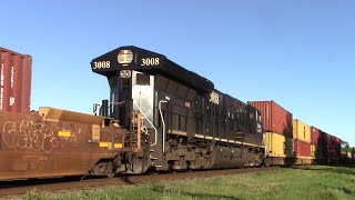 Very Long Stack Train CN 121 w/Illinois Central H/U DPU at Chipman, NB - Ground View