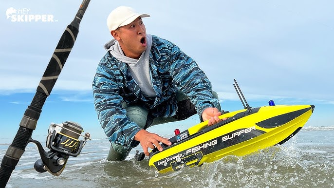 Fishing Surfer RC Surf fishing boat introduction and bait release and big  catch on the beach 