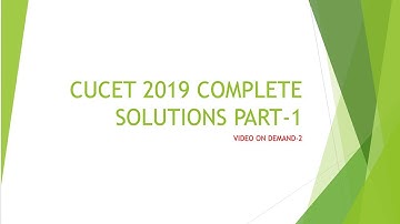 CUCET MSC CHEMISTRY EXAM 2019 FULL SOLUTIONS PART-1