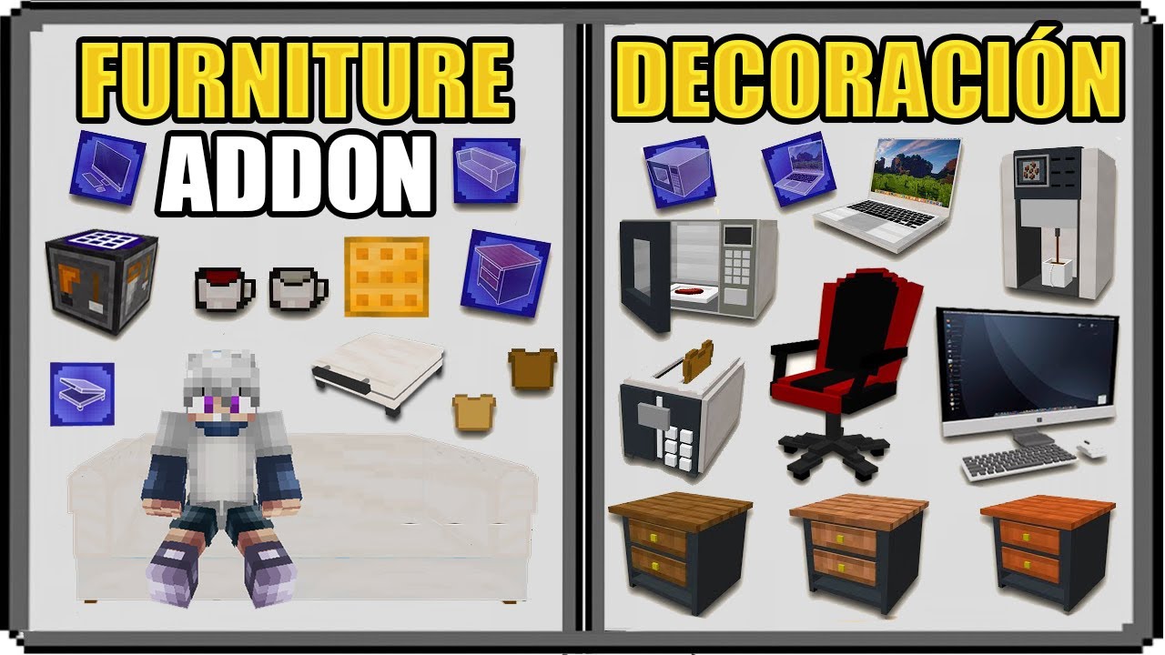 👉 FURNITURE ADDON para MINECRAFT PE 1.16 MOD DECORACION, MUEBLES