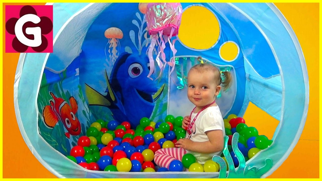Gaby playing with Finding Dory Ball Pit Tent