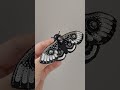Брошь ручной работы бражник, брошь мотылек черный с черепом