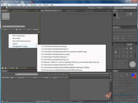 Импорт файлов в Adobe After Effects CS5 (9/49)