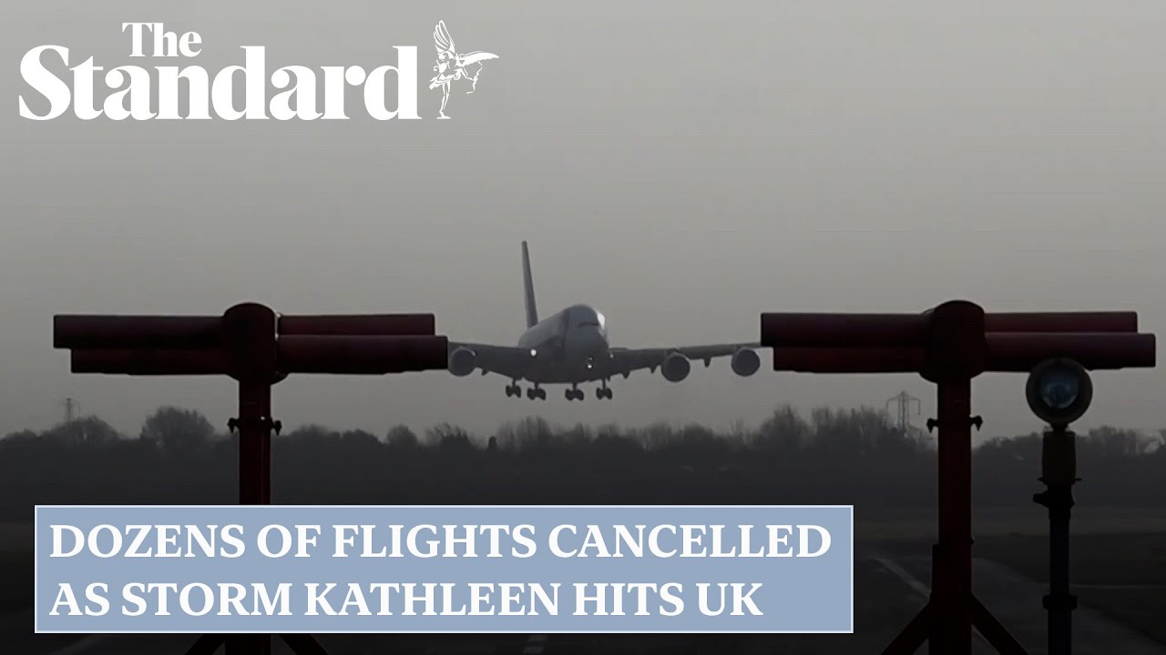 Dozens of flights cancelled as Storm Kathleen hits UK