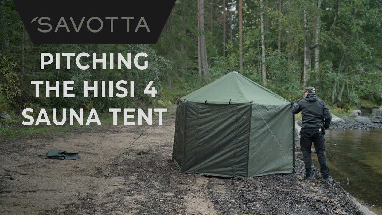 Pitching the Hiisi 4 sauna tent - YouTube