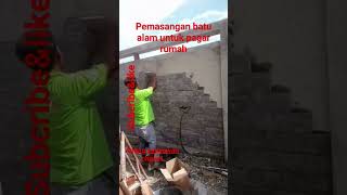 cara memasang batu alam untuk pagar rumah hasil cantik dan cepat #shortvideo #viral #shortviral