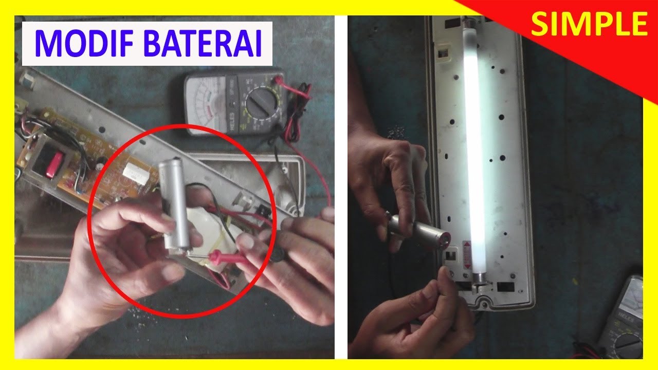 TUTORIAL MEMPERBAIKI LAMPU TL EMERGENCY dengan MODIFIKASI baterai