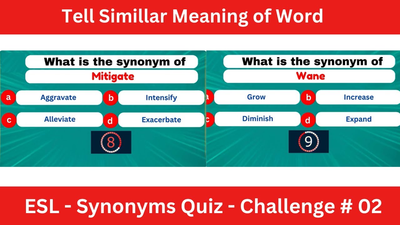 Synonyms Quiz | Words with Similar Meaning | Can You Score 30/30? - YouTube