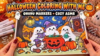 Halloween Coloring With Me 🎃 | Ohuhu Markers + Cozy ASMR