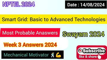 Smart Grid: Basic to Advanced Technologies | WEEK 3 |Assignment 3 Solution | NPTEL | SWAYAM 2024